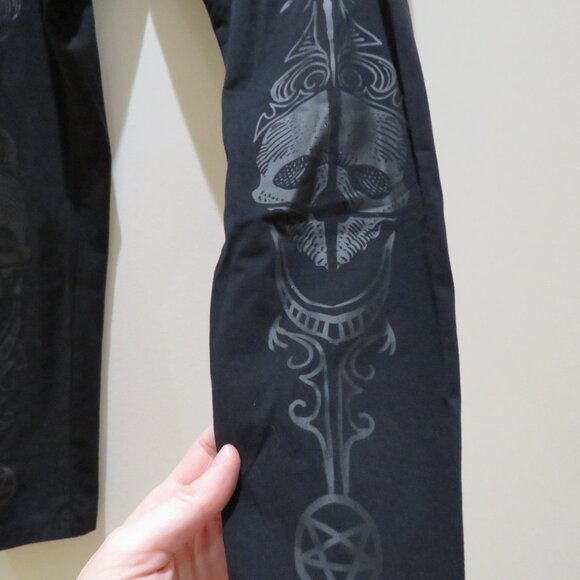 KILLSTAR Death Ray Black Stretch Leggings Skull Print Goth Vampire Whimsigoth - Picture 9 of 15